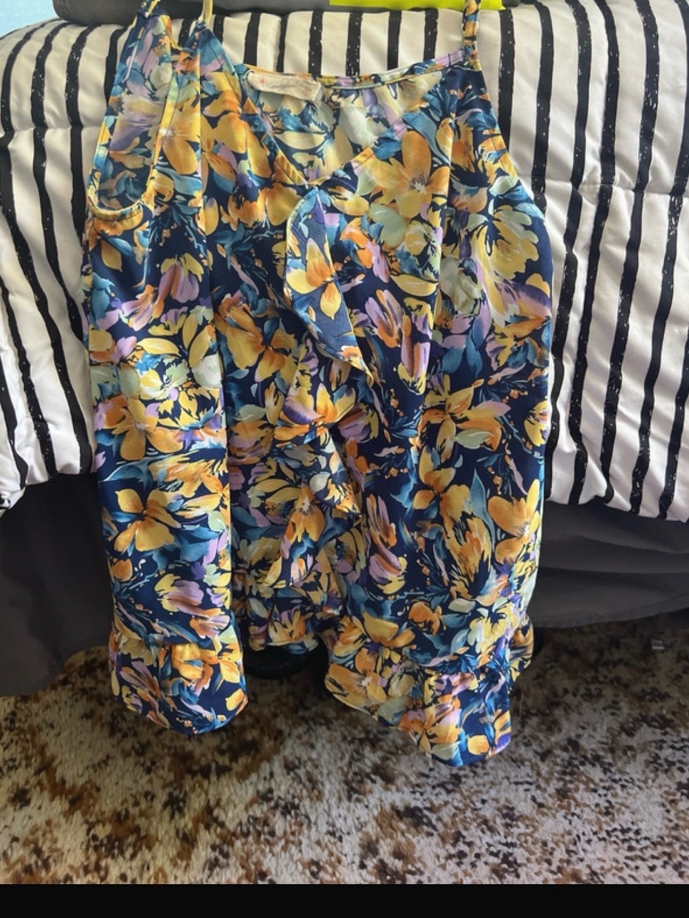Magnolia Navy Floral Camisole with Yellow & Lavender Blooms